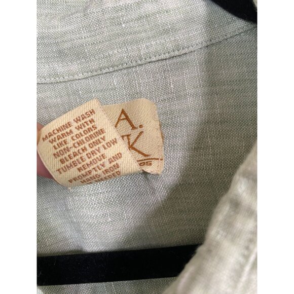 Jos. A. Bank 100% Linen Button Up Shirt Men size Medium Light Green Short sleeve - Picture 4 of 14